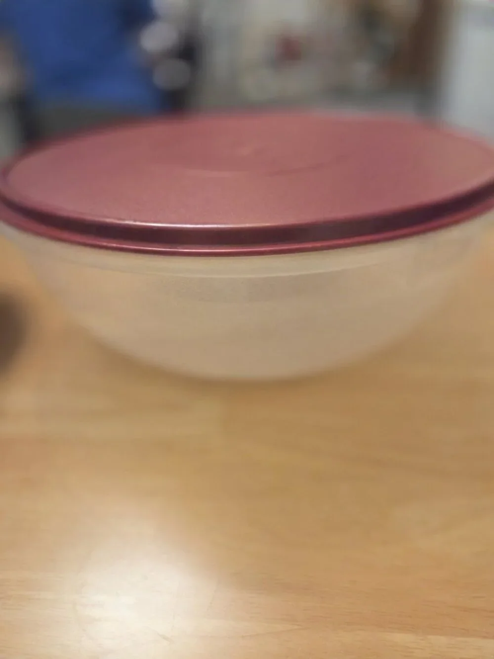 Tupperware Clear Large Mixing Bowl w/Limited Edition Maroon Lid 274-12